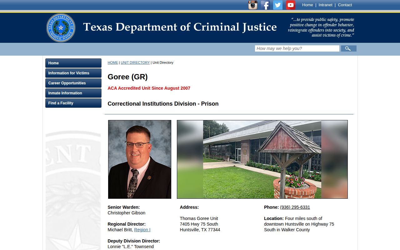 Thomas Goree Unit official TDCJ release record source