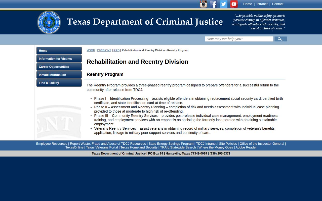 Thomas Goree Unit TDCJ reentry and release planning source