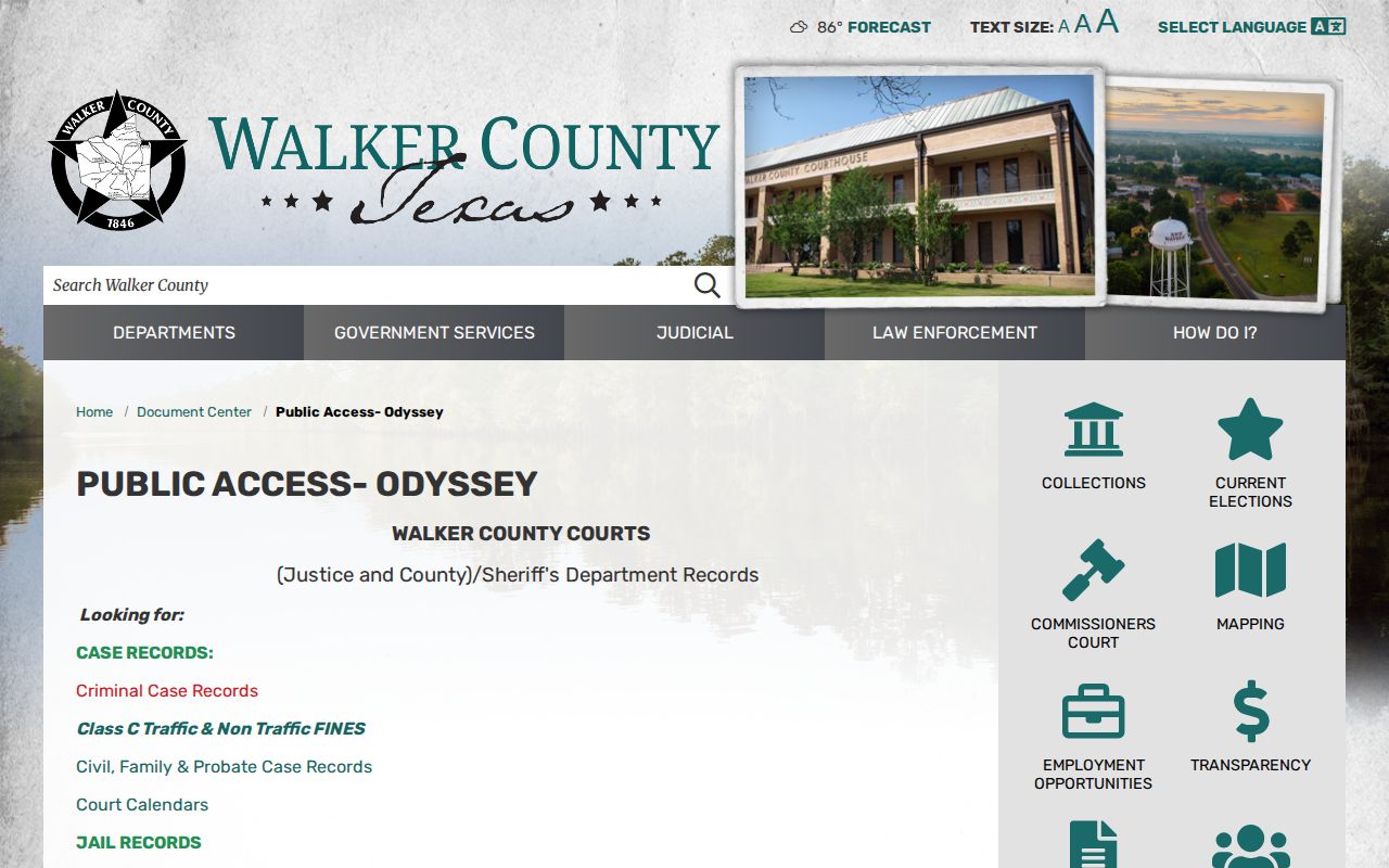 Walker County 24-hour release Odyssey access page