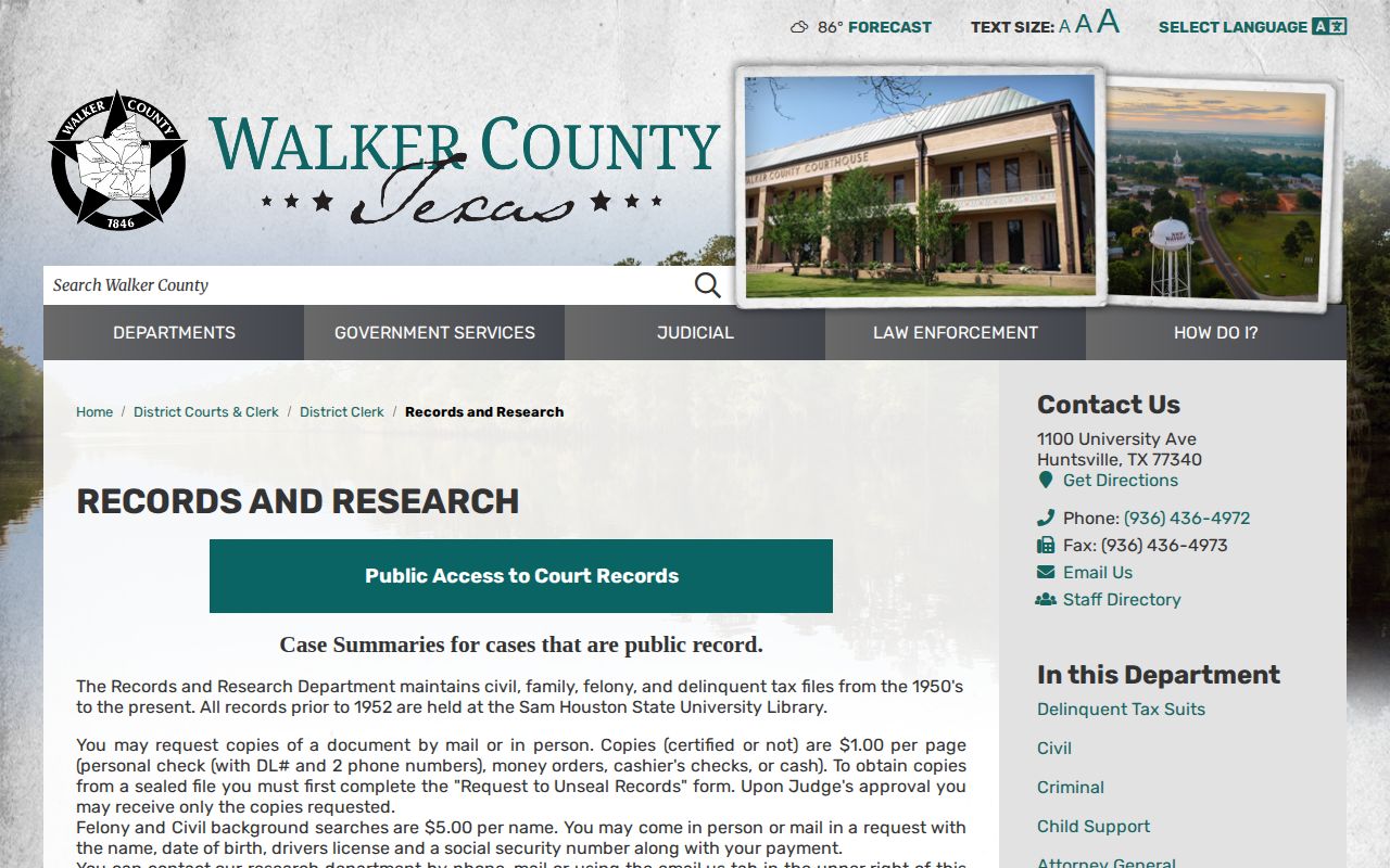 Walker County 72-hour release felony court records route