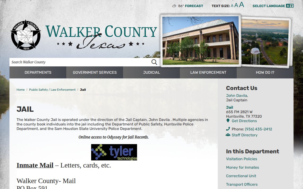 Walker County Jail release records official facility page