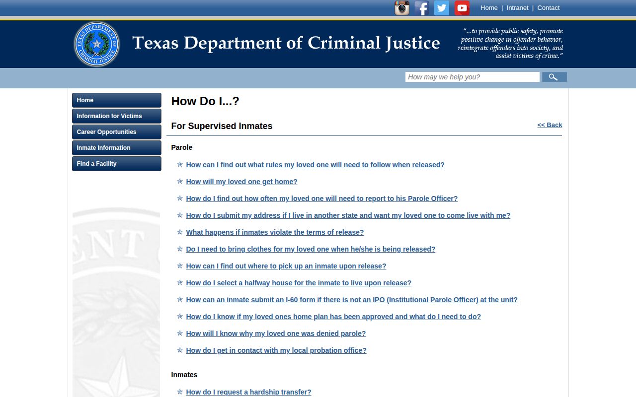 Walker County TDCJ prison release guidance